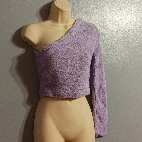 Purple soft one cold shoulder blouse - Picture 5 of 17